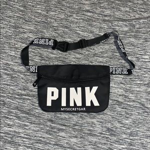 Black and white pink fanny pack